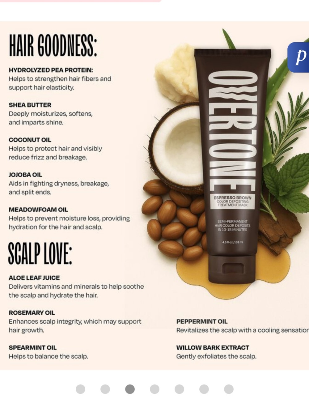 Overtone Espresso Brown Color-Depositing Hair Treatment Mask - Brown - Picture 3 of 9